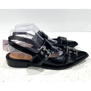 Slingback Flats Peyton Double Buckle Black Sz 8.5 NWT - Wild Fable -